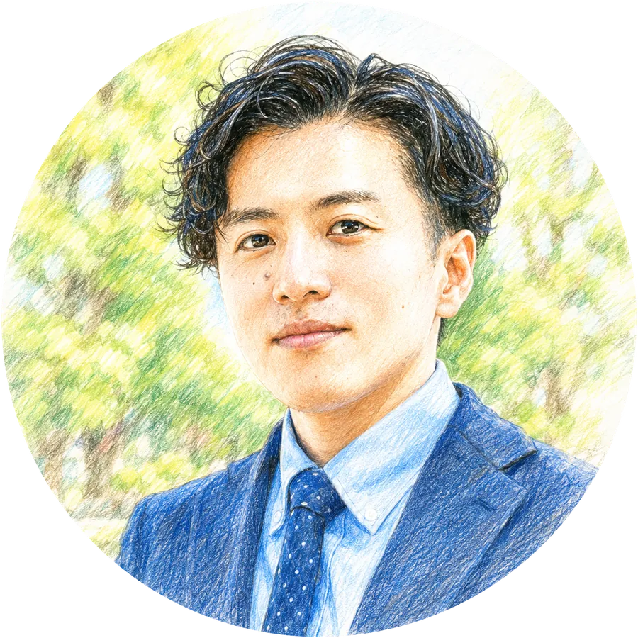 対応する税理士 小野好聡。公認会計士・税理士・行政書士の似顔絵